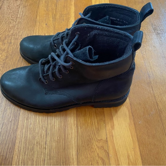 Cole Hann black leather lace up boots. - Picture 2 of 5